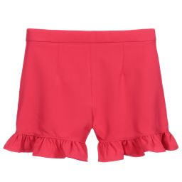 MSGM-Teen Pink Ruffle Logo Shorts | Childrensalon Outlet