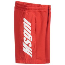 MSGM-Teen Red Logo Jersey Shorts | Childrensalon Outlet