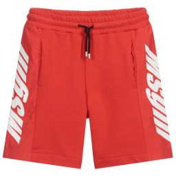 MSGM-Teen Red Logo Jersey Shorts | Childrensalon Outlet