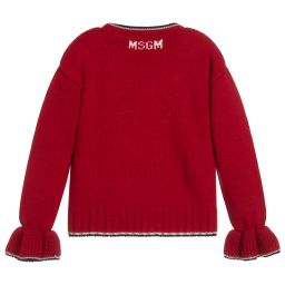 MSGM-Teen Red Logo Knitted Sweater | Childrensalon Outlet