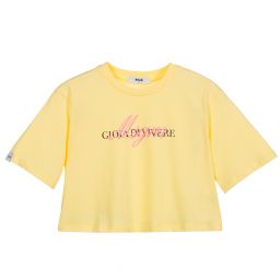 MSGM-Teen Yellow Logo Cropped Top | Childrensalon Outlet
