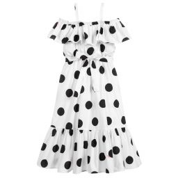 MSGM-White & Black Cotton Dress | Childrensalon Outlet