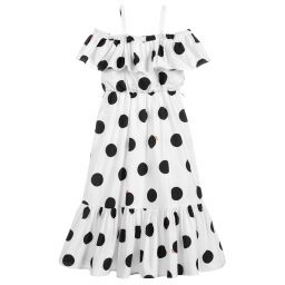 MSGM-White & Black Cotton Dress | Childrensalon Outlet