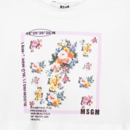 MSGM-Белая укороченная футболка с цветами | Childrensalon Outlet
