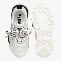 MSGM-Белые кожаные кроссовки с сеткой | Childrensalon Outlet