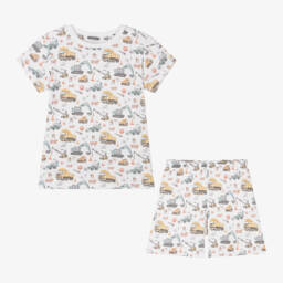 My Little Pie-Белая пижама из хлопка супима с экскаваторами для мальчиков | Childrensalon Outlet