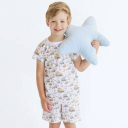 My Little Pie-Белая пижама из хлопка супима с экскаваторами для мальчиков | Childrensalon Outlet