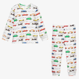 My Little Pie-Белая хлопковая пижама с машинками | Childrensalon Outlet