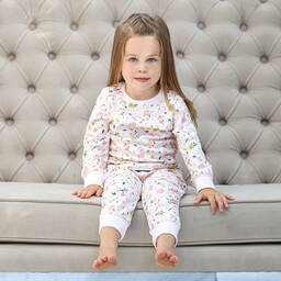 ماي ليتل باي-بيجاما قطن سوبيما لون زهري بطبعة ورود للبنات | Childrensalon Outlet