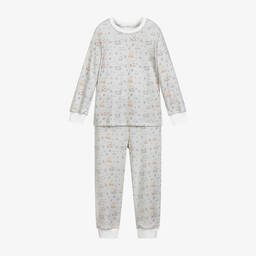 ماي ليتل باي-بيجاما قطن سوبيما لون رمادي، بيج وأبيض | Childrensalon Outlet