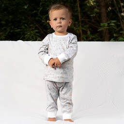 ماي ليتل باي-بيجاما قطن سوبيما لون رمادي، بيج وأبيض | Childrensalon Outlet