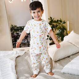 ماي ليتل باي-بيجاما قطن سوبيما جيرسي لون أبيض | Childrensalon Outlet