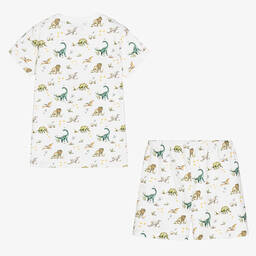 My Little Pie-Белая пижама из хлопка супима с динозаврами | Childrensalon Outlet