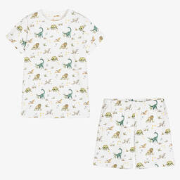 My Little Pie-Белая пижама из хлопка супима с динозаврами | Childrensalon Outlet