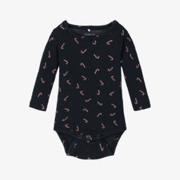 NAME IT-Boys Navy Candy Cane Bodysuit | Childrensalon Outlet