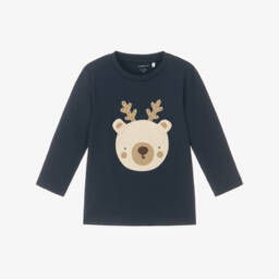 NAME IT-Boys Navy Festive Cotton Top | Childrensalon Outlet