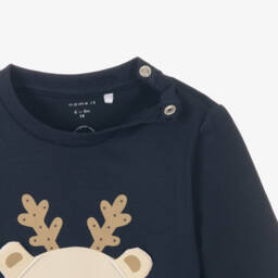 NAME IT-Boys Navy Festive Cotton Top | Childrensalon Outlet