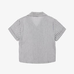 NAME IT-قميص قطني مخطط رمادي عضوي للأولاد | Childrensalon Outlet