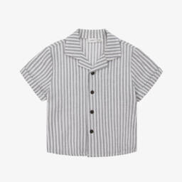 NAME IT-قميص قطني مخطط رمادي عضوي للأولاد | Childrensalon Outlet