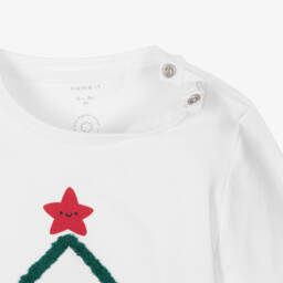 NAME IT-Boys White Festive Tree Top | Childrensalon Outlet