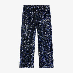 NAME IT-بنطلون مخمل أسود وترتر أزرق للبنات | Childrensalon Outlet