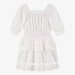 NAME IT-Girls Elegant White Cotton Frock | Childrensalon Outlet