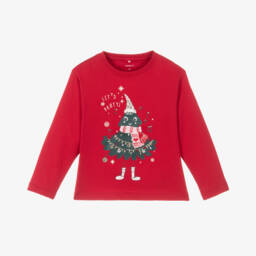 NAME IT-Girls Festive Red Cotton Top | Childrensalon Outlet