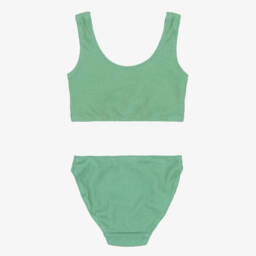 NAME IT-Girls Green & Shimmery Gold Bikini | Childrensalon Outlet