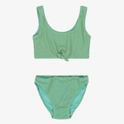 NAME IT-Girls Green & Shimmery Gold Bikini | Childrensalon Outlet