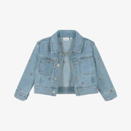 NAME IT-Girls Light Blue Cherry Denim Jacket | Childrensalon Outlet