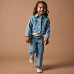 NAME IT-Girls Light Blue Cherry Denim Jacket | Childrensalon Outlet