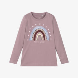 NAME IT-Girls Lilac Rainbow Long Sleeve Tee | Childrensalon Outlet