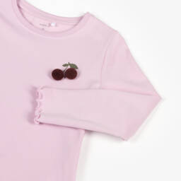 NAME IT-Girls Pink Cherry Pompom Knit Top | Childrensalon Outlet