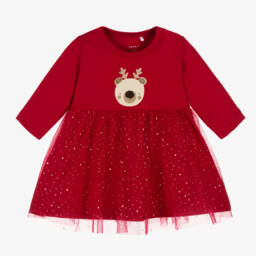 NAME IT-Красное платье из хлопка и тюля для малышек | Childrensalon Outlet