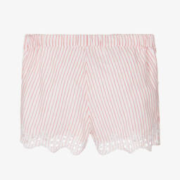 NAME IT-Girls Scarlet Stripe Cotton Cutwork Shorts | Childrensalon Outlet