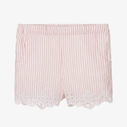 NAME IT-Girls Scarlet Stripe Cotton Cutwork Shorts | Childrensalon Outlet