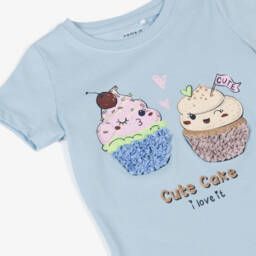 NAME IT-Girls Soft Blue Cupcake Tee | Childrensalon Outlet