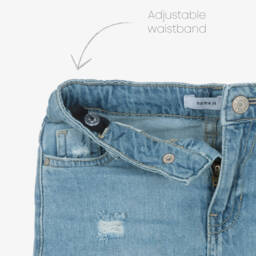 NAME IT-تنورة ميدي ناعمة من الدنيم الأزرق للبنات | Childrensalon Outlet