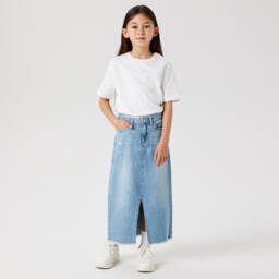 NAME IT-تنورة ميدي ناعمة من الدنيم الأزرق للبنات | Childrensalon Outlet