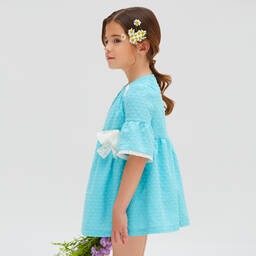 Nanos-Girls Blue Polycotton Dress | Childrensalon Outlet