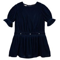 Nanos-Girls Blue Velvet Dress | Childrensalon Outlet