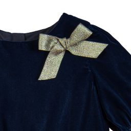 Nanos-Girls Blue Velvet Dress | Childrensalon Outlet