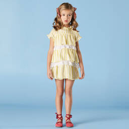 Nanos-Girls Linen & Lace Dress  | Childrensalon Outlet