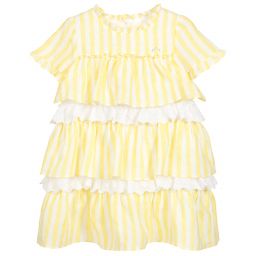 Nanos-Girls Linen & Lace Dress  | Childrensalon Outlet