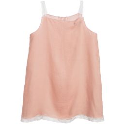 Nanos-Girls Pink Dress with Embroidered Overlay | Childrensalon Outlet