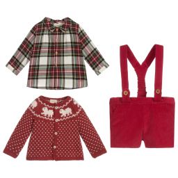 Nanos-Red 3 Piece Shorts Set | Childrensalon Outlet
