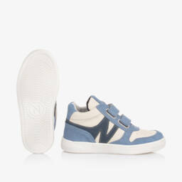 Naturino-Boys Ivory and Blue Leather Trainers | Childrensalon Outlet