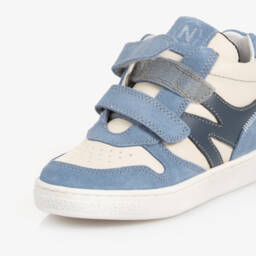 Naturino-Boys Ivory and Blue Leather Trainers | Childrensalon Outlet