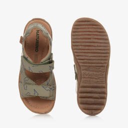 Naturino-Boys Khaki Green Leather Sandals | Childrensalon Outlet