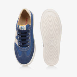 Naturino-حذاء رياضي جلدي بأربطة للأولاد بلون السماء | Childrensalon Outlet